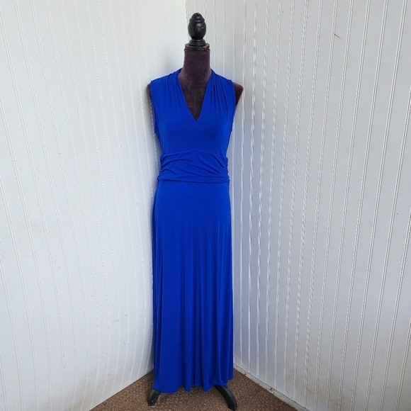 Vince Camuto Women's Royal Blue Sleeveless Maxi Dress Jersey Stretch V-Neck M - Picture 1 of 10